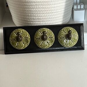 Wooden Ceramic Hook Wall Decor | Coat Rack | Farmhouse Style Hanging Rack